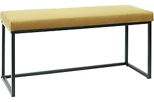 HOME DECO FACTORY HD6836 Bank Giulia Velours Cotele, Metall-Eisen, Polyester, Polsterung, Senfgelb, 100 x 39 x 49 cm
