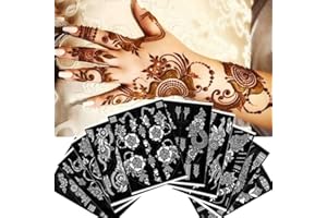 XMASIR 10 Sheets Tattoo Stencils 20 Pcs Arm Hand Tattoo Template Temporary Indian Arabian Glitter Airbrush Tattoos Stickers for Face Body Paint DIY
