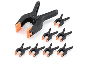 4.5inch Nylon Spring Clamps, UTEBIT 8 Pack 11.5cm Heavy Duty Spring Clips Plastic Clamps Quick Grip with Moveable Jaws for Photo Studio Backdrop Background Stand Woodwork Artwork