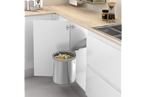 Menage Confort Cubo de basura redondo y giratorio con apertura automática para armario de cocina - Capacidad 13L - Acero Inoxidable