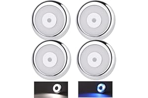 acegoo 4 x 12V Campervan LED Ceiling Light Camper Van Interior Light, Inbuilt Dimmer Switch & Blue Nightlight for Motorhome Boat Truck Trailer Cars, CRI 90+ PC Material(Chrome,5000K)