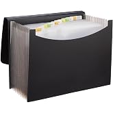 Amazon Basics Expanding File Folder with 13 Pockets, Letter Size, Also Fits A4 Size Documents (Black)