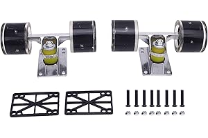 Fockety Ensemble de Trucks et Roues de Skateboard Longboard, Roues de Skateboard 55 x 45 mm, Ensemble de Trucks et Roues en Alliage d'aluminium, matériel de Skateboard pour Cruiser (Black)