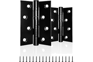 AOLISHENG Door Hinges 4 inch 100mm x 75mm Stainless Steel Heavy Duty Hinges for Wood Ball Bearing Internal Chrome Butt Black Door Hinge 1 Pairs