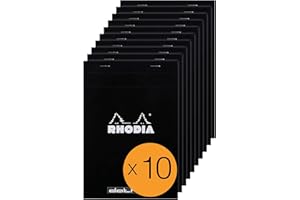 ‎RHODIA Rhodia 16559C - Packung mit 10 Notizblöcken No.16, DIN A5 80 Blätter Dot-Lineatur 80g, Schwarz, 1 Pack