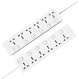 Cablet 6 Way Extension Board - 6 Universal Socket + 6 Switch, 10A and 2500W - 4.5m Heavy Duty Cable - White, Medium (Cablet 6