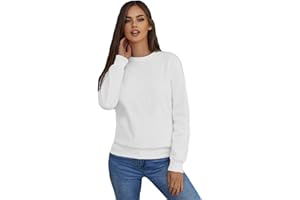 OZONEE Women's Sweatshirt Pullover, Long Sleeve, Colour Variations, Oversized Long Sleeve Shirt Jumper without Hood, Cotton Blend, Classic, Basic, Crew Neck, Sport, JS/W01