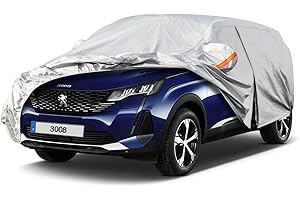 Kayme Bâche Voiture Étanche Respirante, 6 Couches Housse de Protection Voiture Extérieur Compatible avec 2009-2024 Peugeot 3008, Contre Pluie Soleil Poussière avec Zip et Doublure en Coton.