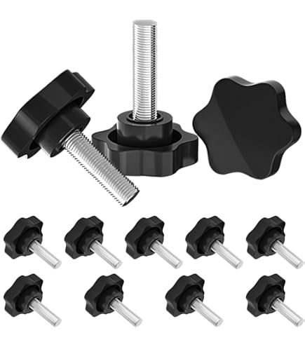 HARFINGTON 4 Perillas De Ala En T, Tornillos De Pulgar M6 X 0.394 In Rosca Macho
