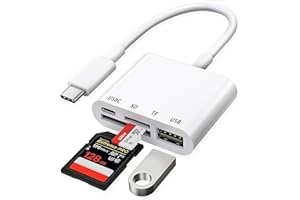 USB C SD Card Reader, Avigers USB C to SD Card for iPhone 15/iPad/Mac/Laptop, 4 in 1 Type C Memory Card Adapter with USB & Charging Port for iPad Pro/Air/Mini, MacBook Pro/Air, Galaxy, MicroSD/SD