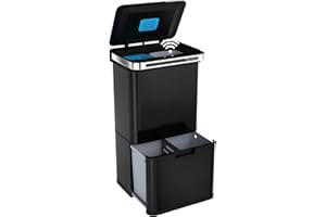 STANGVOLLBY Poubelle Automatique 50L Halden | Bac à Ordures Cuisine Inox | Système de Tri des Déchets | Acier Inoxydable | 3 ou 4 Compartiments | Poubelle de Recyclage | Couvercle Softclose | Noir