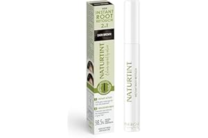 Naturtint 2in1 Instant Root Retouch Dark Brown - temporary colour, instant grey coverage, long-term grey prevention, suitable for eyebrows, prescision brush, fast and easy to apply (10 ml)