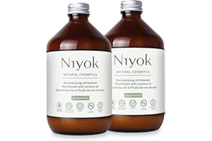 ‎NIYOK Niyok® Mundspülung mit Kokosöl "Pfefferminze" (2x500ml) • Antibakterielle Mundspülung Bio-Kokosöl • Ohne Fluorid & Ohne Alkohol • Für gesundes Zahnfleisch • Mundwasser gegen Mundgeruch
