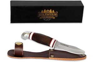 ‎HOLZWURM HOLZWURM Kinder-Schnitzmesser in Leder-Tasche, ideales Taschenmesser und Outdoormesser für Kinder zum Schnitzen