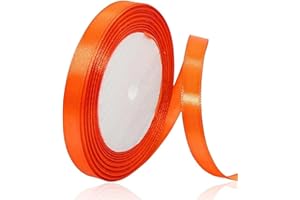 ASALZBOAY Ruban Satin Orange 10mm,22m Ruban Satin,Ruban Cadeau Emballage,Ruban Noel Ruban Tissu pour Ballon,Couture,Nœuds,Artisanat,Bouquet,Décoration de Mariage,Voitures, anniversaire et emballage cadeau