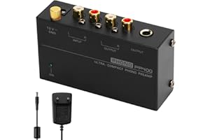 Preamplificador Phono para Tocadiscos Phonograph M/M: Nizirioo M/M Preamplificador Phono para Tocadiscos Entrada y Salida RCA Preamplificador Phono con Nivel 12V 1A Adaptador de corriente