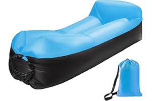 AEROGLO Inflatable Lounger Air Sofa, Inflatable Sun Lounger with Portable Bag, Portable Inflatable Couch Anti Leakage Air Chair with Headrest for Travelling, Camping, Hiking, Pool and Beach Parties