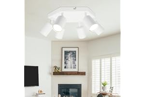 Ketom Lampada Faretti da Soffitto - GU10 Lampadario da Soffitto Moderna Bianco - Diamante Plafoniera Faretti LED Soffitto Orientabili, Lampada da Soffitto con 6 Faretti, Senza Lampadina