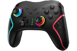 KYYOKE Mando para Switch, Switch Controller de Interruptor para Switch Lite/Switch OLED con Wake Up, Mando Pro Controller Mando pc con Led RGB/Gyro Axis/Dual Shock/Función Turbo y Captura de Pantalla