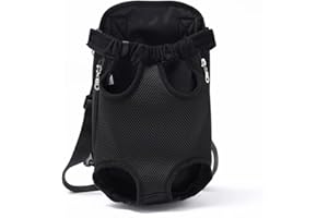 Creatwls Haustier-Tragetasche, verstellbar, für Katzen und Hunde, mit Beinen, vorne, Brusttasche, Tragetasche, Schulterschlinge für Wandern, Reisen, Camping, Schwarz/M
