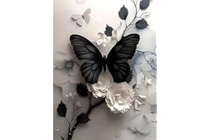 cdsnxore Butterfly Flower Diamond Art Kits for Adults，Diamond Painting Kits Picture Arts Craft,Home Wall Decor 12 X 16Inch (Black)