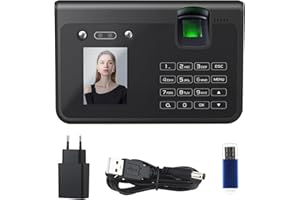 LIFEJXWEN Zeiterfassungsgerät für kleine, 4-in-1 Biometrische Zeiterfassung mit Gesicht, Fingerabdruck, Handvene & PIN - Keine Monatlichen Gebühren, USB-Datenexport ohne Software