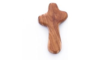 Zuluf Olive Wood Holding Small hand held Cross Bethlehem Holy Land (OW-CRS-001)