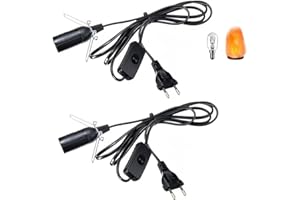 LongZYU 2 Stücke Kabel mit Schalter für Salzlampe Lampenfassung E14 mit 1,8M Lampenkabel mit Schalter EU-Stecker Salzlampenfassung Isolierung Salzleuchte Kabel Salz Lampefassung Schalter Schwarz