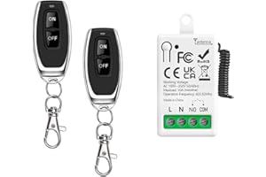 Tedeligo 433Mhz Commutateur De Télécommande sans Fil AC 220V 230V 1 Canal Module Récepteur De Relais avec 2 Émetteur, Contrôleur De Contact Sec Passif,pour système de Porte de Garage Éclairage