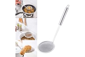 AMOYERIC Filter Spoon, Stainless Steel Deep Fat Fryer Skimmer Spoon,Oil Filter Skimmer Strainer Colander Spoon Mesh Oil Filter Ladle Kitchen Tools for Hot Pot,Deep Fat Fryer,Skims Fat Scums