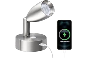 ‎ACEGOO acegoo 12V Leselampe Wohnmobil mit Typ C Schnellladegerät Flexible LED Spot Dimmbar Bett Lampe, DC 24V 3200K Wandmontage, für Boot Wohnwagen Camper Van Yacht Innenbeleuchtung (Nickel gebürstetl, 1)