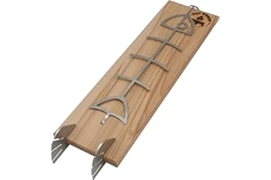 Fire World - Flammlachsbrett - 1er Set Flammlachsbrett - Flammlachsbretter mit Halterung aus Edelstahl - Lachsbrett aus Buche - Feuerschale - Räucherbrett - Flammlachs - Made in Germany