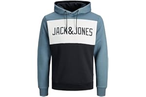 JACK & JONES Hommes Color Block Logo Pull Pull en Molleton à Capuchon