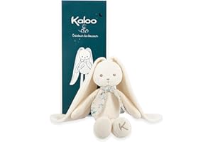 KALOO - Lapinoo - Peluche Conejo - Peluche Bebe Jersey y Punto - 25 cm - Color Crema - Materiales Muy Suaves - Caja de Regalo - Desde el Nacimiento, K969942