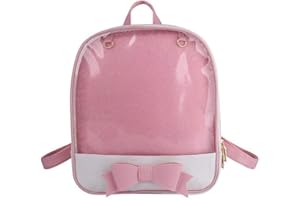 AlwaySky Ita Torba Plecak Dziewczyny Słodkie Cukierki Skórzana Torba Torebka Torba Szkolna Letnia Torba Plażowa Torebka Z Kokardką Przezroczyste Okna do Dekorów DIY, różowy, 16.5 EU