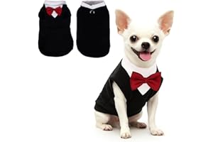 Yoolhamy Pull pour chien avec nœud papillon - Vêtements d'hiver pour chiens de petite et moyenne taille - Pull en polaire chaude pour chihuahua, schnauzer, Shih Tzu, Yorkshire, Noël, anniversaire