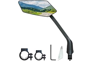 ROTOPATA Retroviseur vélo guidon 2024, en verre cristal UHD sécurisé, rétroviseur ajustable et rotatif, accessoire de vélo facile à installer pour e-bike, scooter et snowbike(Gauche argent)