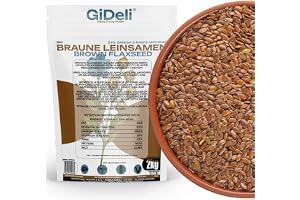 GiDeli Hela Bruna Linfrön 2 x 1 kg i ståpåsar - för bröd, gröt och sallad | 100% naturliga frön utan tillsatser, hermetiskt förpackade, mal själv eller strö som de är, veganskt och vegetariskt