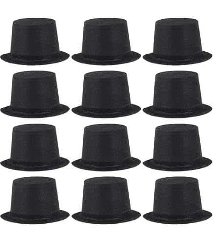 Lot De 50 Mini Chapeaux Haut-de-forme Noirs En Plastique - Déco Pour Cupcakes, Gâteaux, Fêtes