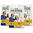 Friends Easy Adult Diapers Tape Style - 30 Count (Small) with odour lock, Unisex, Leakproof, Wetness Indicator and Anti-Bacterial Absorbent Core- Waist Size 22.44-39.37 inch; 57-100 cm
