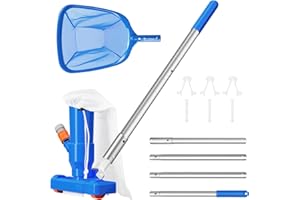 BLIKA Upgraded Swimming Pool Vacuum Cleaner & Pool Skimmer Net Set with 4 Pole Section of 63", Above Ground Pool Vacuum with Brush and Net, Handheld Pool Vacuums