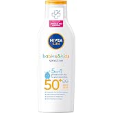 NIVEA SUN Babies &amp; Kids Sensitive SPF 50+ (1 x 200 ml), Infant Sunscreen for Sensitive Skin, Water Resistant Baby Sunscreen