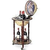 COSTWAY Mappamondo Bar con Ruote Mobili, Porta Liquori Stile Retrò (Beige 45 x 45 x 88cm)