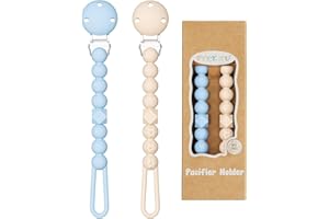 TYRY.HU Chupetero Silicona Cadenas Chupetes Bebé Mordedor Soothie Clip Sujetachupetes de Una Pieza Chupete Holder para niños y niñas in BPA,Paquete de 2