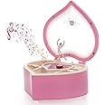 ELECDON Ballerina Music Box, Pink Heart Keepsake Box Rotating Dancing Girl Figurine Gift Box for Jewelry Storage, Trinket, Valentine's Day, Birthday, Wedding (6x5.5x2.8Inch)