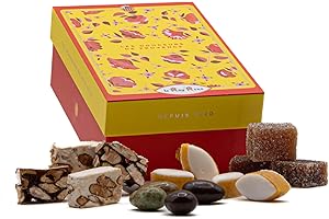 LE ROY RENÉ Epicerie Fine - Boite Assortiment de confiseries de Provence Petits calissons d'Aix, petits nougats blanc et noir, pâtes de figues et d'abricots, amandes enrobées.