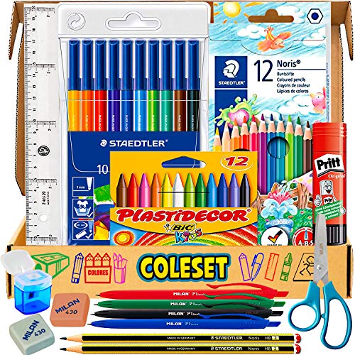 Pack Material Escolar Papeleria y Utiles Escolares Kawaii - Pack Vuelta al Cole, Material Colegio, Pinturas para Niños y Material Escolar Kawai 