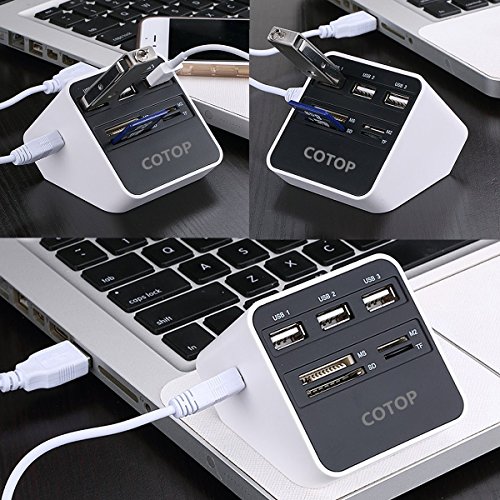 Cotop High Speed All-in-1 USB 2.0 Kartenleser USB Hub 3 * USB + MS/SD/M2/TF Kartenleser 7 Slots USB Combo (USB 2.0) - 5