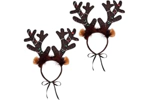 OSALADI 2Pcs Hund Weihnachten Outfit Hund Rentier Geweih Stirnband mit Licht Katze Outfit Puppy Kostüme für Halloween Weihnachten Party
