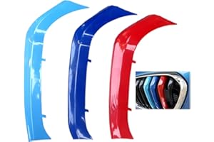 BizTech ® Inserti per griglia sportiva clip-on compatibili con BMW Serie 1 E87 F20 F21 F40, strisce decorative per auto, tuning (Azzurro/Blu/Rosso, F20 F21 15-19 9-Travi)